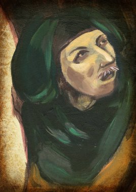 Adam el boyama. Vintage işleme.