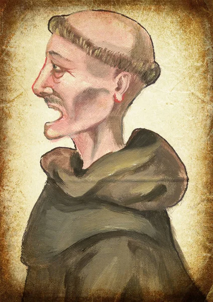 Monk. Handmålning. Vintage bearbetning. — Stockfoto