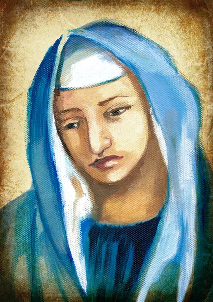 The Virgin Mary. Hand painting. Vintage processing. — Stock Photo, Image