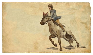 Atlama göster, elle çizilmiş renkli illüstrasyon. Çizgi sanatı techniqu