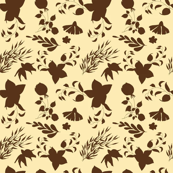 Floral Seamless Pattern Hand Drawn Vintage Flowers Leaves Vector Botanical — Stock Vector