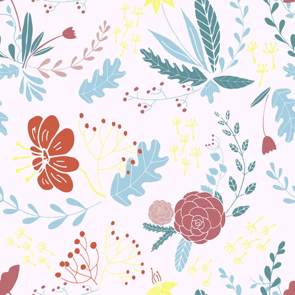 Floral Seamless Pattern Hand Drawn Design Colorful Repeat Cute Pattern — Stock Vector