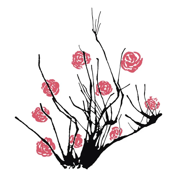 Vector Inkt Spatten Concept Van Herten Hoorns Met Roze Bloemen — Stockvector