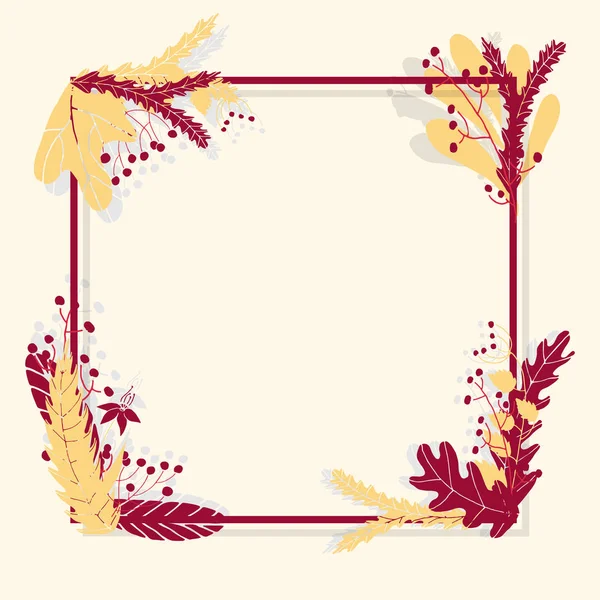 Schattig Vector Kleurrijke Frame Getrokken Hand Stijl Floral Bladeren Frame — Stockvector