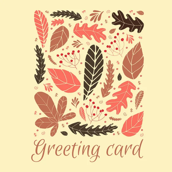 Cute Floral Gteeting Card Hand Drawn Style Pink Colors Template — Stock Vector