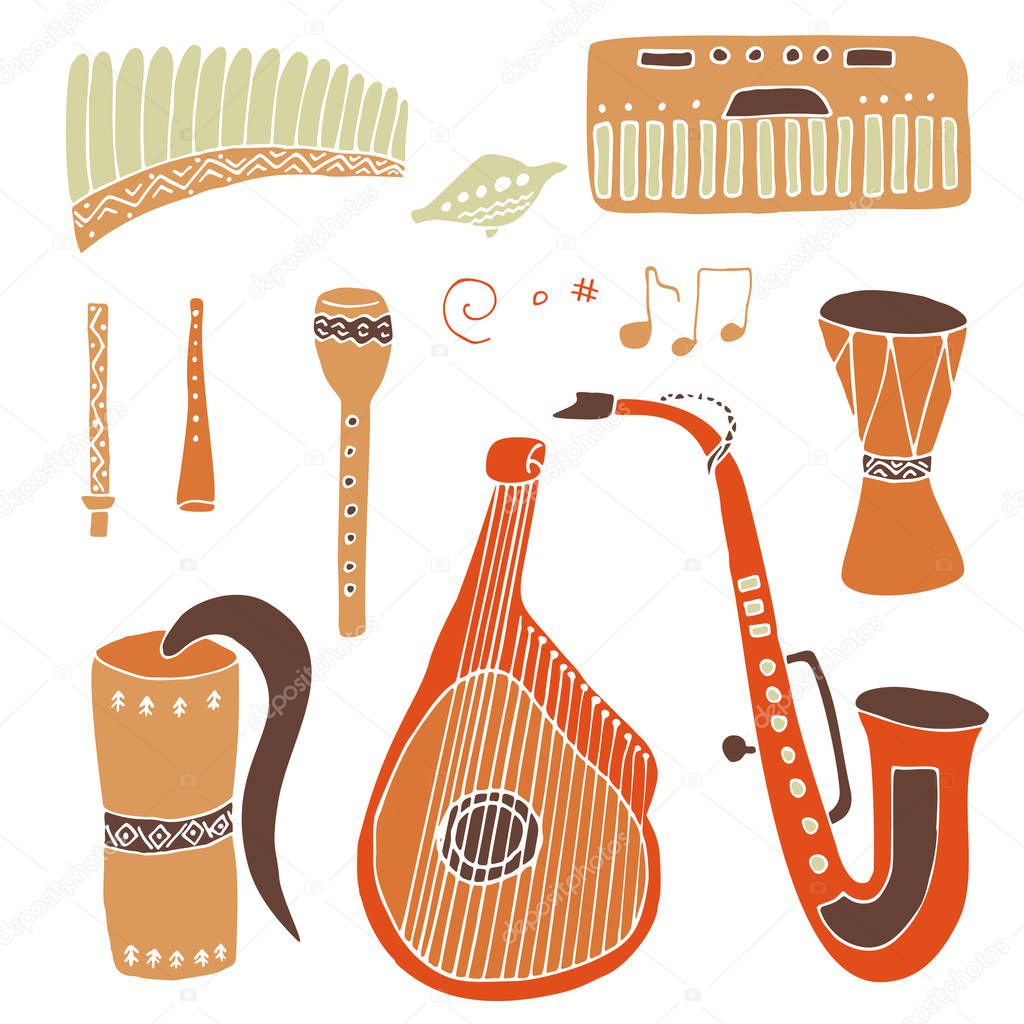 Conjunto de instrumentos musicales tradicionales eslavos, ucranianos