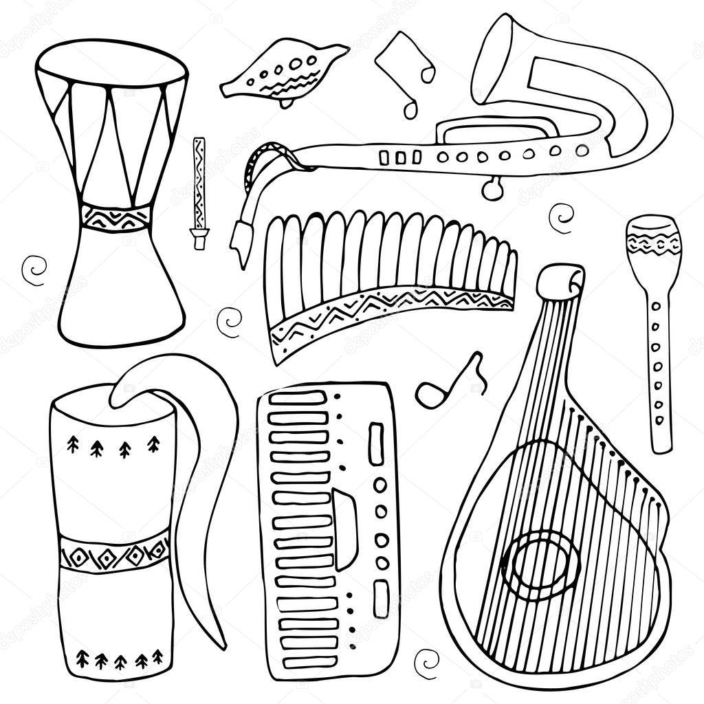 Conjunto de instrumentos musicales tradicionales eslavos, ucranianos