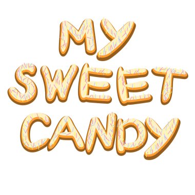 Tatlı şekerlerim. Buzlanma mektupları. Tatlı alfabe, buzlanma ile çerez şeklinde yazı. Sır yazı tipi.