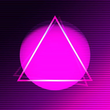 Synthave tarzında Neon modern poster. Vektör soyut illüstrasyon cyberpunk tarzı.