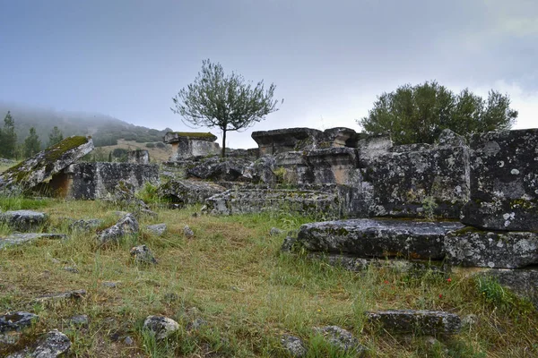 Large Necropolis Filled Tombs Sarcophaguses Ancient Roman City Hierapolis Located — Stock Photo, Image