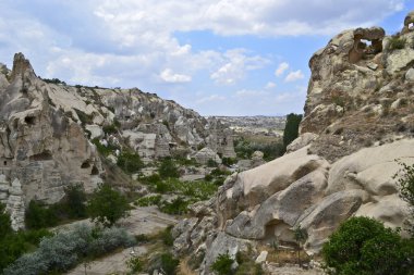 Bir görünümü Kapadokya'nın volkanik tuffstone manzara aşınmış