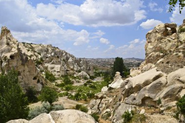Bir görünümü Kapadokya'nın volkanik tuffstone manzara aşınmış