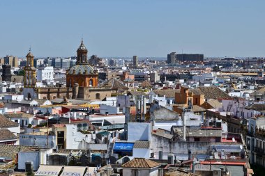 Panoramik Sevilla şehir Sevilla Katedrali Giralda Kulesi'nden