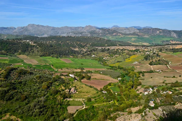 A panoramioc view of  Andalusia landscape, the valley , countryside road and rock in Ronda, Spain