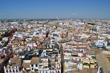 Panoramik Sevilla şehir Sevilla Katedrali Giralda Kulesi'nden