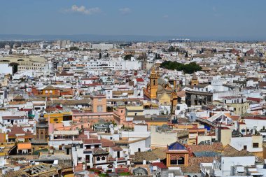 Panoramik Sevilla şehir Sevilla Katedrali Giralda Kulesi'nden