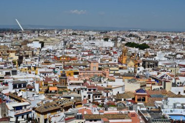 Panoramik Sevilla şehir Sevilla Katedrali Giralda Kulesi'nden