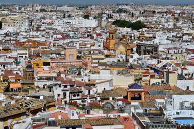 Panoramik Sevilla şehir Sevilla Katedrali Giralda Kulesi'nden