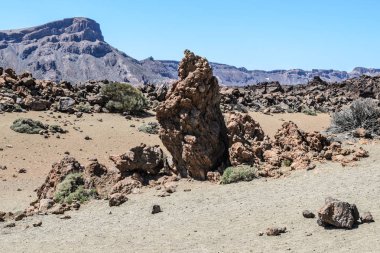 Teide Milli Parkı Montana Blanca araba park yakınındaki kayalık Peyzaj doğal bir görünüm