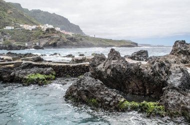 Bir görünümünü Garachico havuzları, Garachico, Tenerife, Kanarya Adaları, İspanya