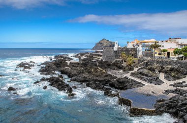 Bir görünümünü Garachico havuzları, Garachico, Tenerife, Kanarya Adaları, İspanya
