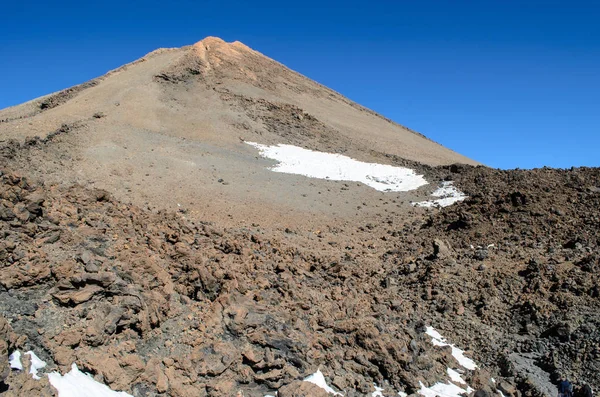 Paisagem Vulcânica Lava Longo Caminho Montanha Topo Vulcão Teide — Fotografia de Stock