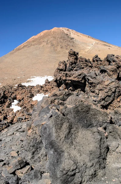 Paisagem Vulcânica Lava Longo Caminho Montanha Topo Vulcão Teide — Fotografia de Stock