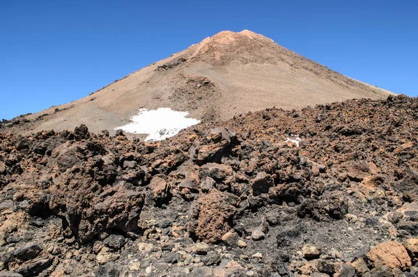 Paisaje Volcánico Lava Largo Del Sendero Montañoso Cima Del Teide — Foto de Stock