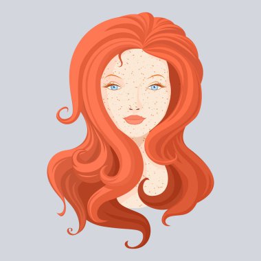 Vektör Kızıl saçlı uzun saçlı güzel kız