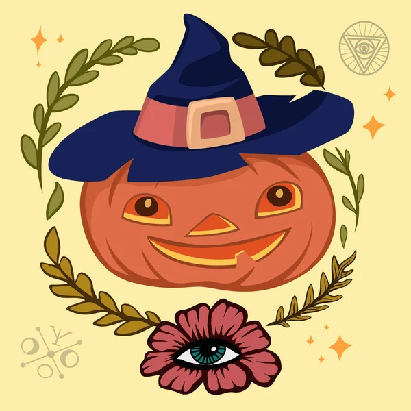 Calabaza Halloween Jack Lantern Con Cara Miedo Diseño Vectorial Para — Archivo Imágenes Vectoriales