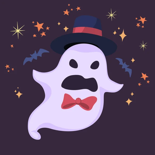 Halloween Geest Hoed Met Eng Gezicht Vector Design Voor Afdrukken — Stockvector