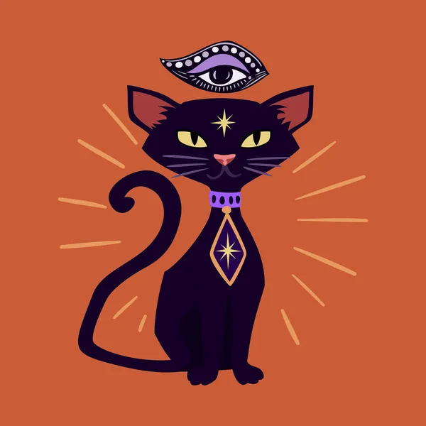 Gato Negro Halloween Diseño Vectorial Para Estampados Camisetas Carteles Pancartas — Archivo Imágenes Vectoriales