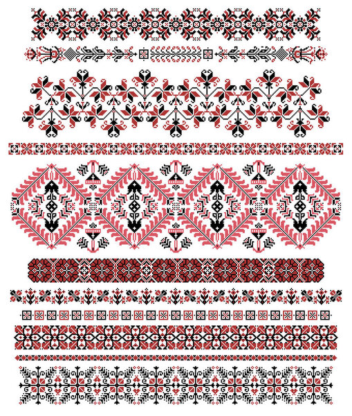 Границы венгерского пикселя установлены для поперечного стежка. Коллекция элементов векторного дизайна
