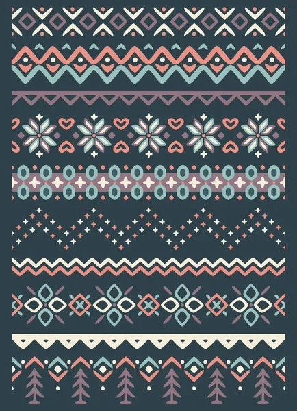 ノルウェーの飾りと醜いセーター シームレスな境界線をベクトルします パターン ブラシ コレクション — ストックベクタ