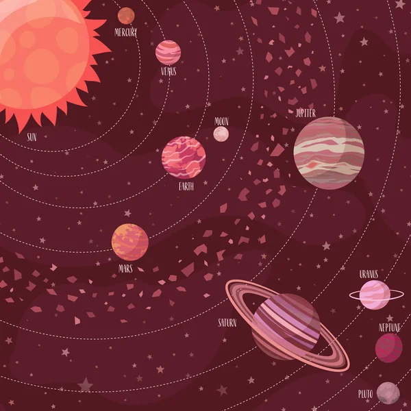Space background in cartoon style. Vector Illustration