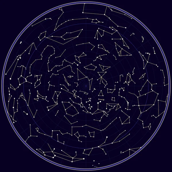 Harta Vectorială Cerului Nordic Constelații — Vector de stoc