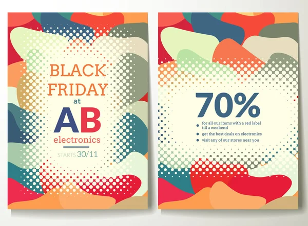 Black Friday Flyer Template Abstract Colorful Shapes Background — Stock Vector