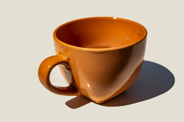Чашка Глины Кофе Белом Фоне — стоковое фото