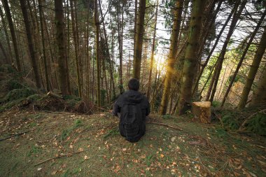 Orman katta oturan adam