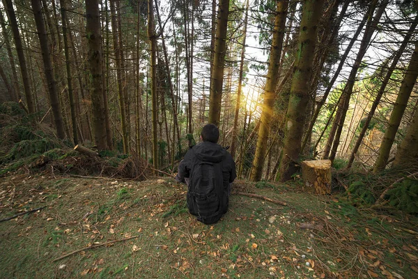 Orman katta oturan adam