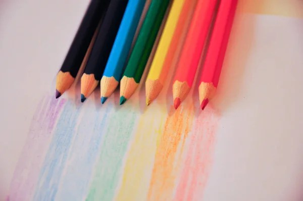 Colorful Crayons White Background — Stock Photo, Image