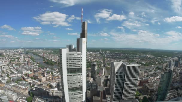 Commerzbank Tower Ladscape Büyük Bir Şehirde Kurma — Stok video