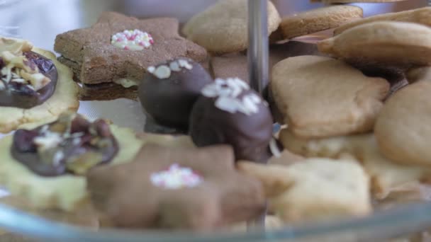 Krásné Ručně Vyráběné Sušenky Cukrárně — Stock video