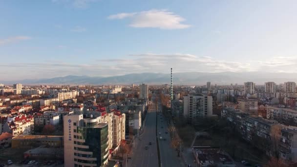 Plovdiv Bulgaristan Mart 2017 Kentsel Blok Alanında Şehir Bulvarında Yükselen — Stok video