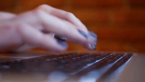Businesswoman Close Typing Backlit Laptop Keyboard — Stock Video