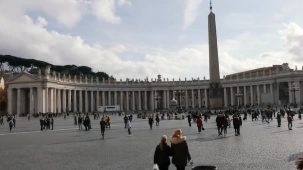 Πλατεία Αγίου Πέτρου Στην Πόλη Του Βατικανού Κατά Διάρκεια Της — Αρχείο Βίντεο