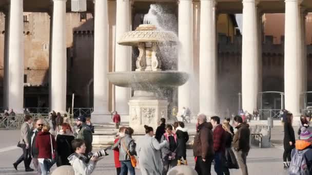 Rom Italien Februar 2019 Brunnen Peter Platz Vatican Stadt Voller — Stockvideo