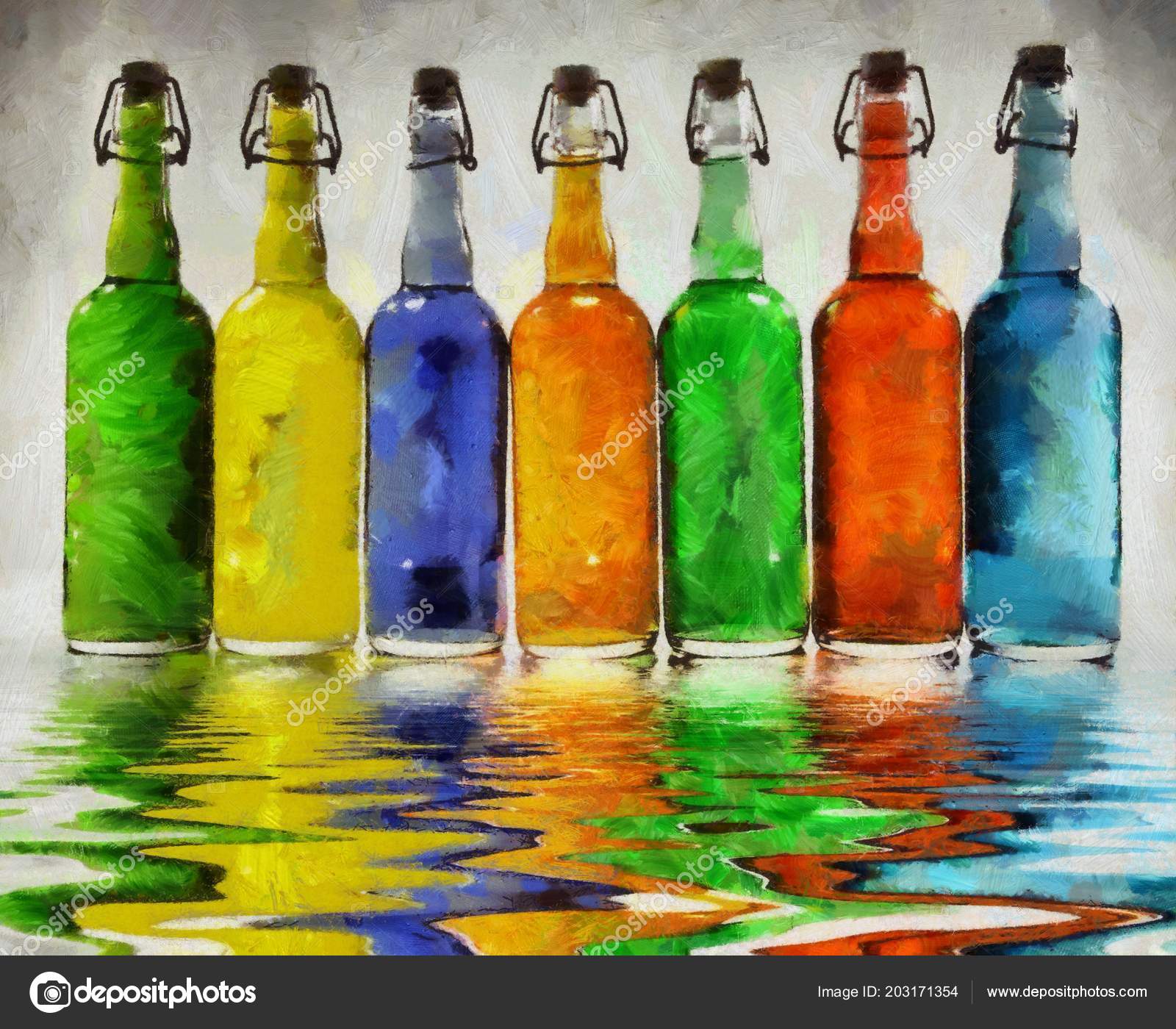 L'art Moderne Bouteilles Colorées Reflète Dans L'eau — Photo de stock par  ©rolffimages - 203171354, image size:1600x1400