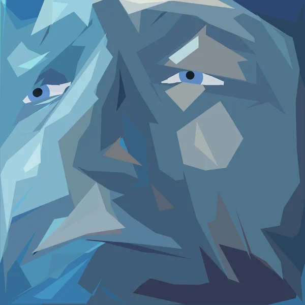 Абстрактная Живопись Мужское Лицо Голубых Цветах — стоковое фото