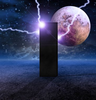Cansız gezegende siyah Monolith